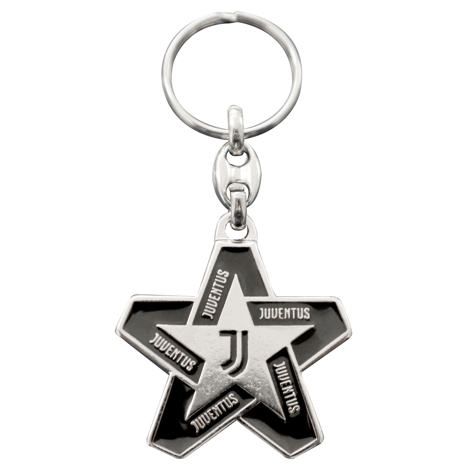 6610 Just001 Portachiavi Stella Juventus In Metallo Nikel Logo Smaltato A 1 Colore