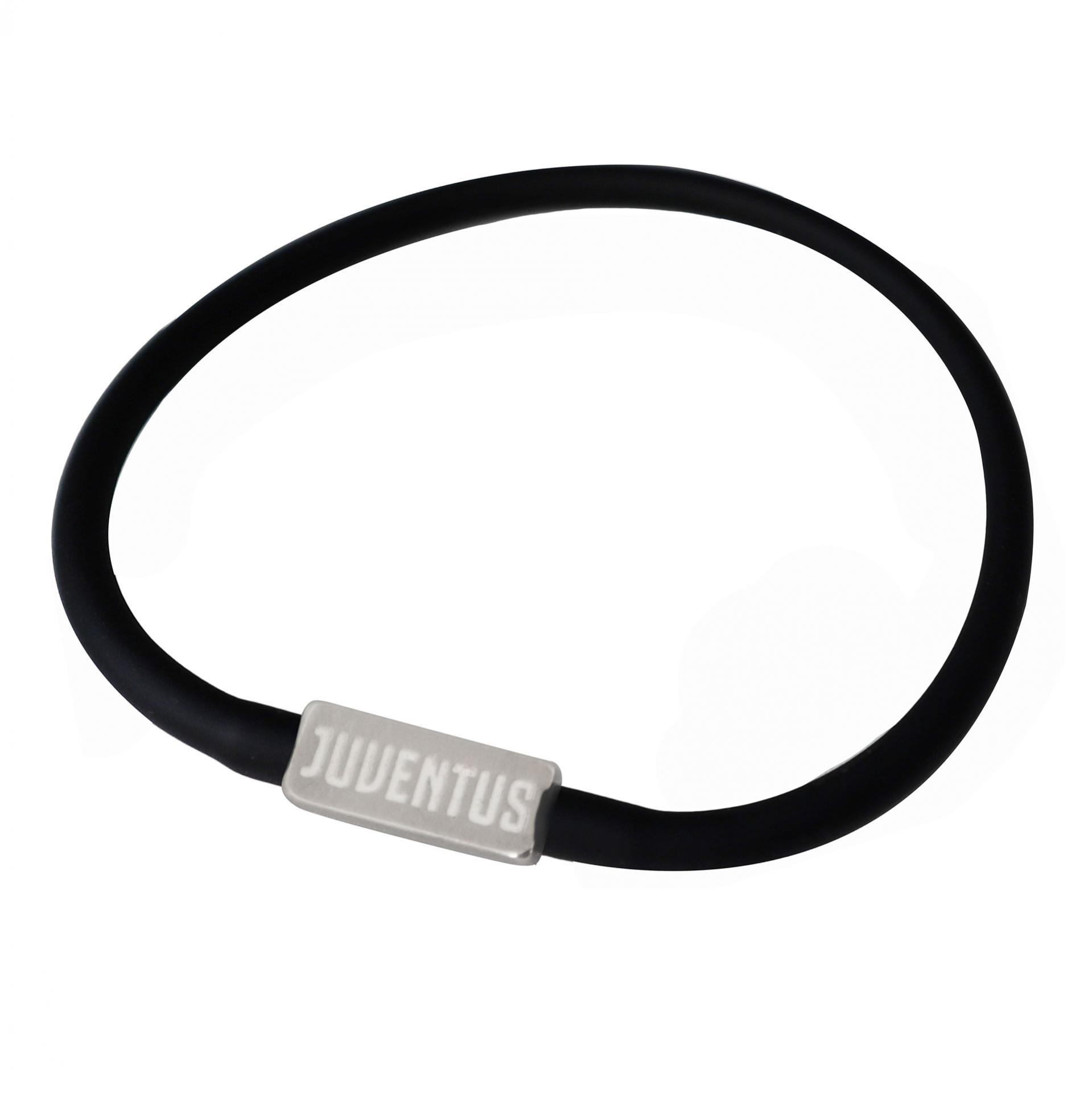 6746 Ju1351 Bracciale In Silicone Nero Piastrina Scritta