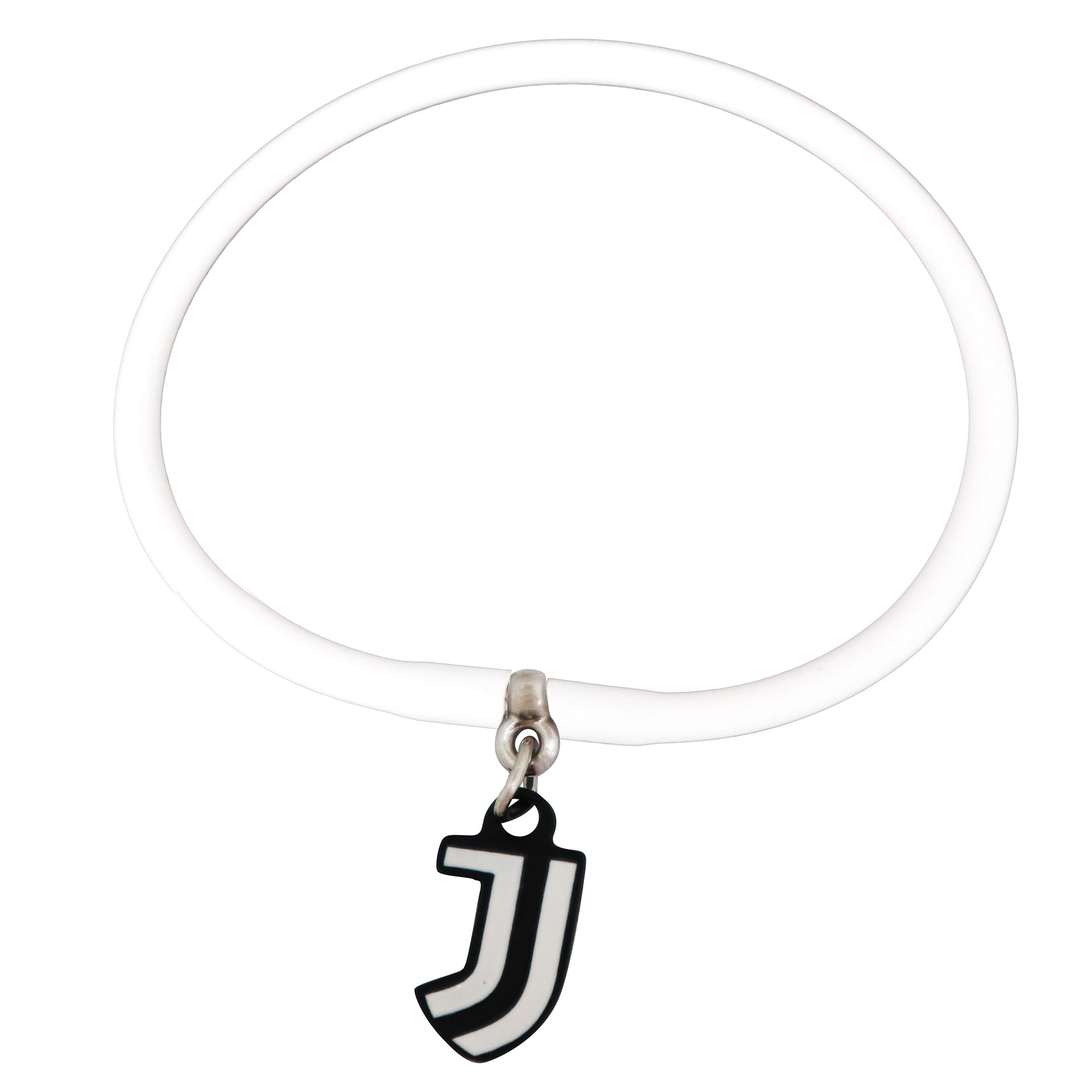 6749 Ju1354 Bracciale In Silicone Bianco Con Pendaglio Logo