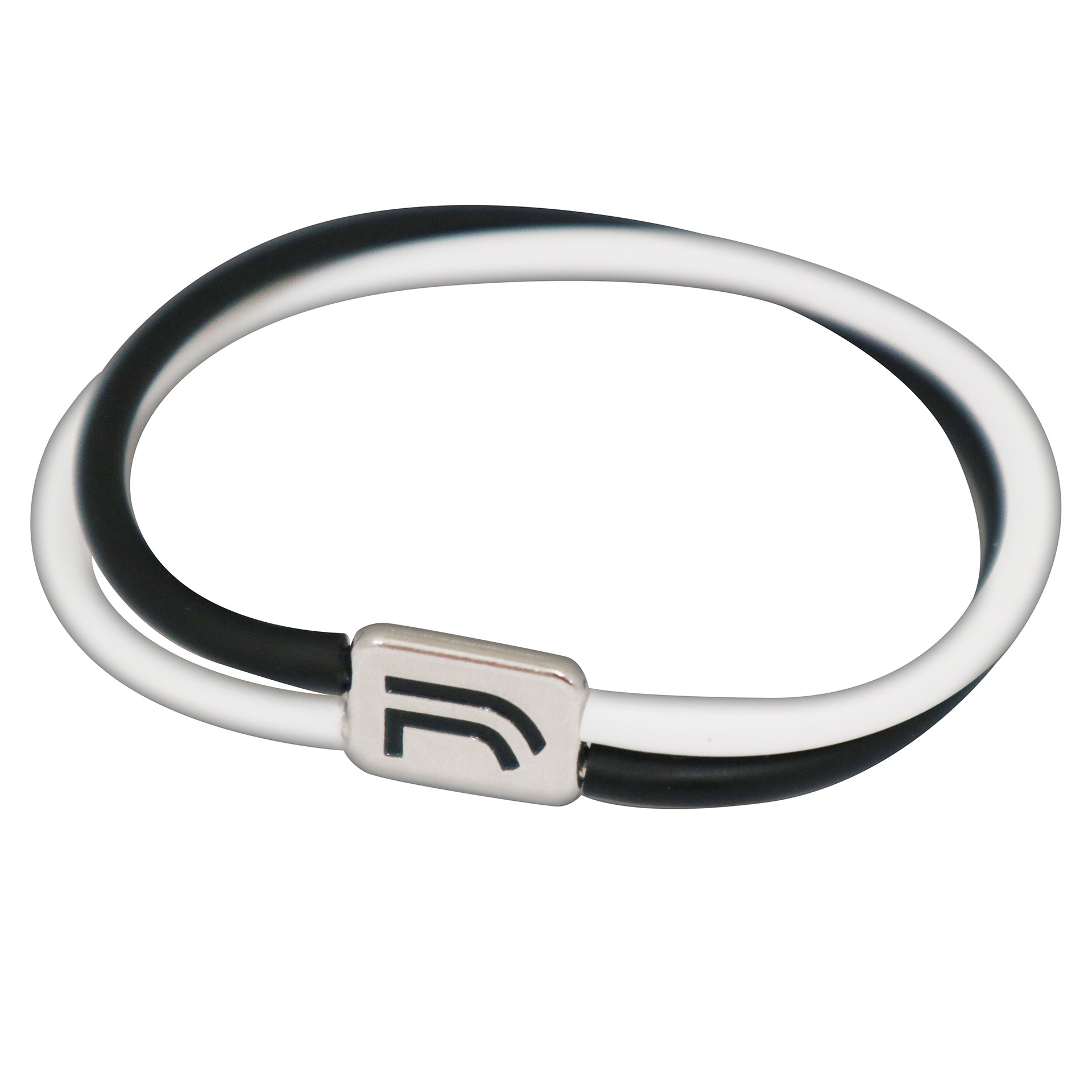 6751 Ju1356 Bracciale In Silicone Doppio Filo Incrociato Bianco E Nero Logo