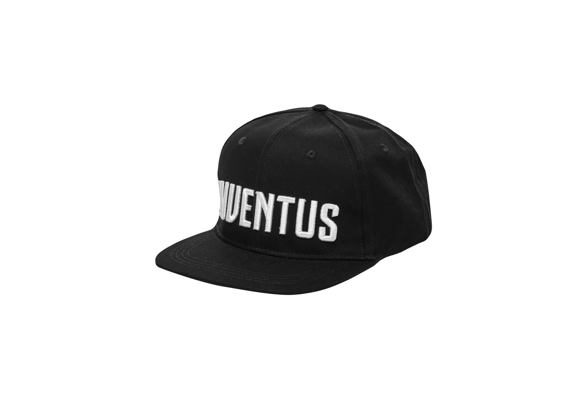 Cappello Con Visiera Piatta Juventus Nero Scritta Bianca